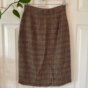 Plaid/houndstooth Midi Pencil Wool Blend Skirt, Vintage Talbots